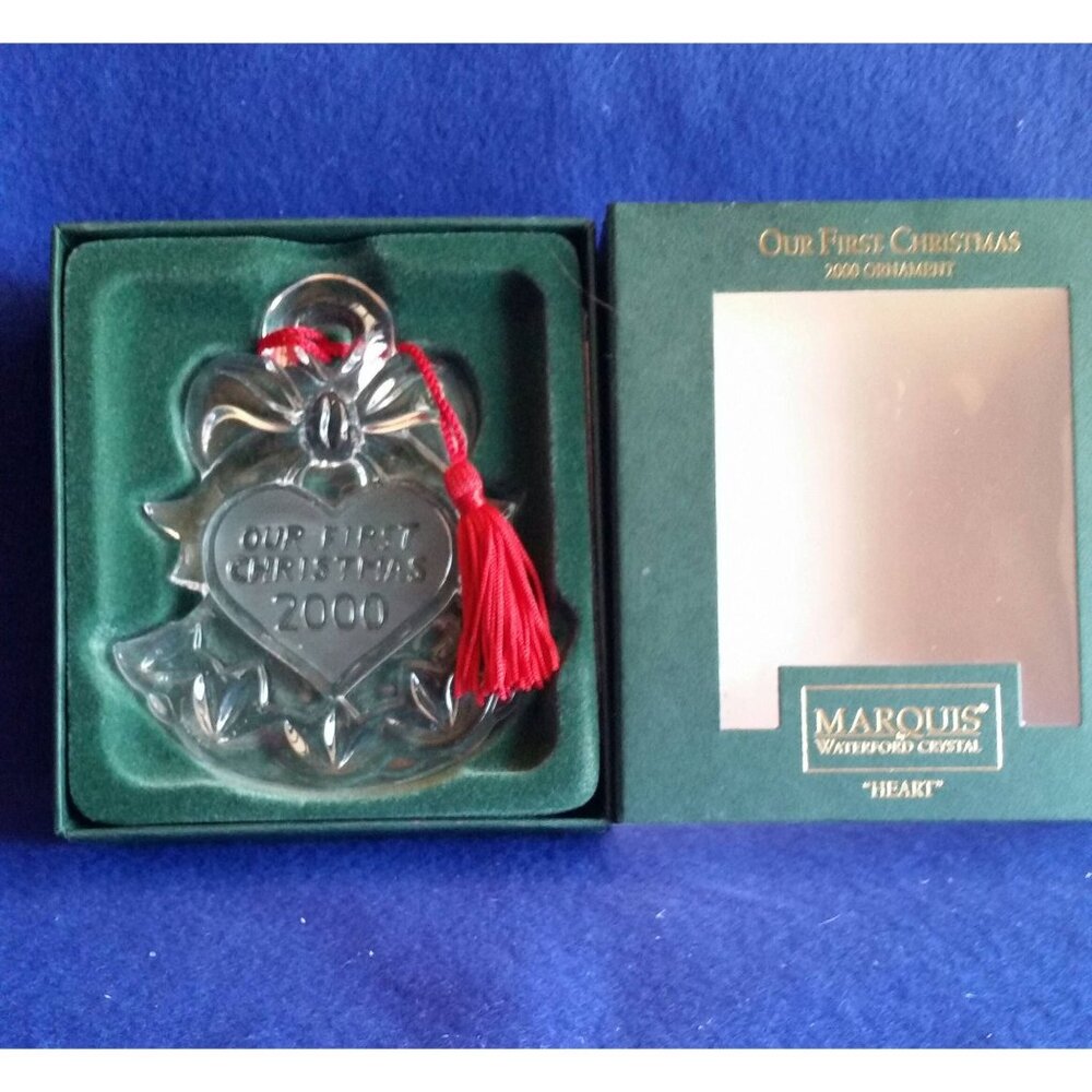 Our First Christmas 2000 Heart Ornament Marquis Waterford Crystal In Box